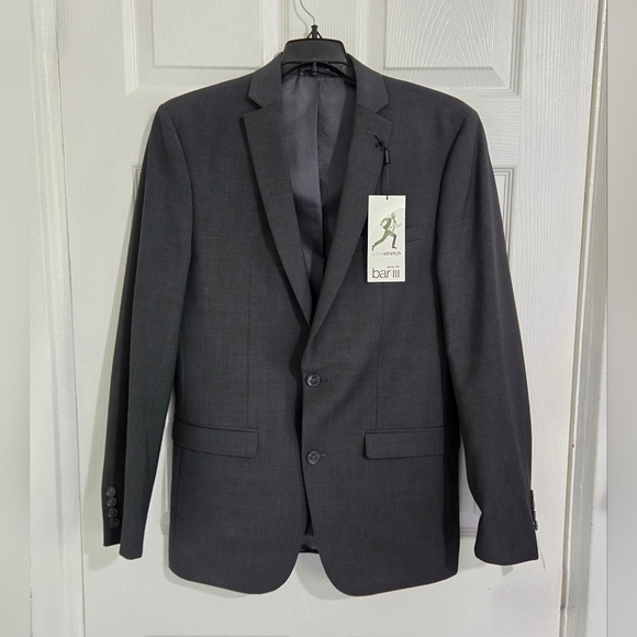 Bar III Men's Suit Jacket Size 38L Slim Fit Dark Gray Active Stretch NWT - Picture 1 of 15